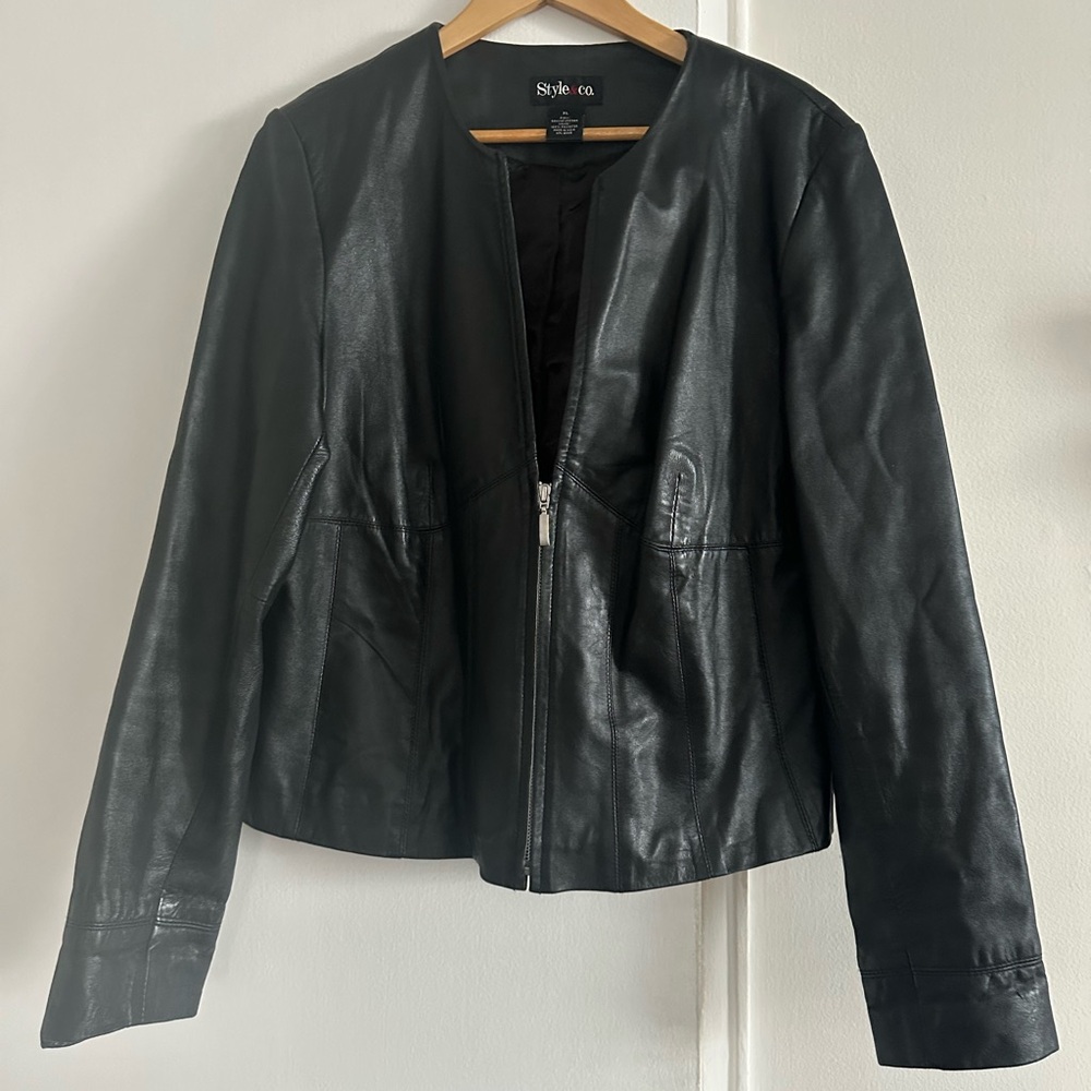 Style & Co. Women's Black leather Jacket